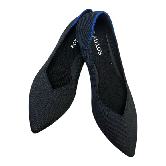 Rothy's Black Flats with Blue Trim - Picture 2 of 5